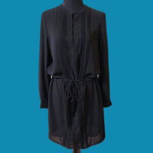 Greylin Black Long Sleeve Mandarin Collar Shirt Dress